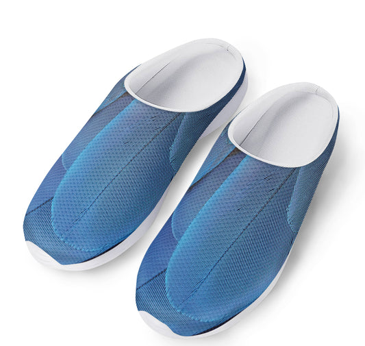 Blue Feather Print Mesh Casual Shoes