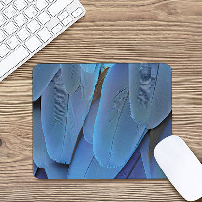 Blue Feather Print Mouse Pad