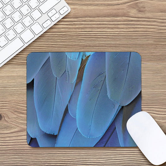 Blue Feather Print Mouse Pad