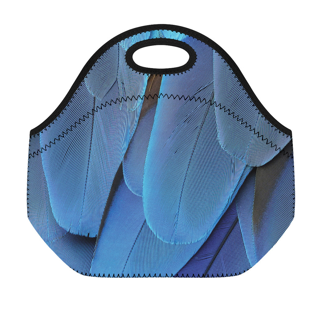 Blue Feather Print Neoprene Lunch Bag