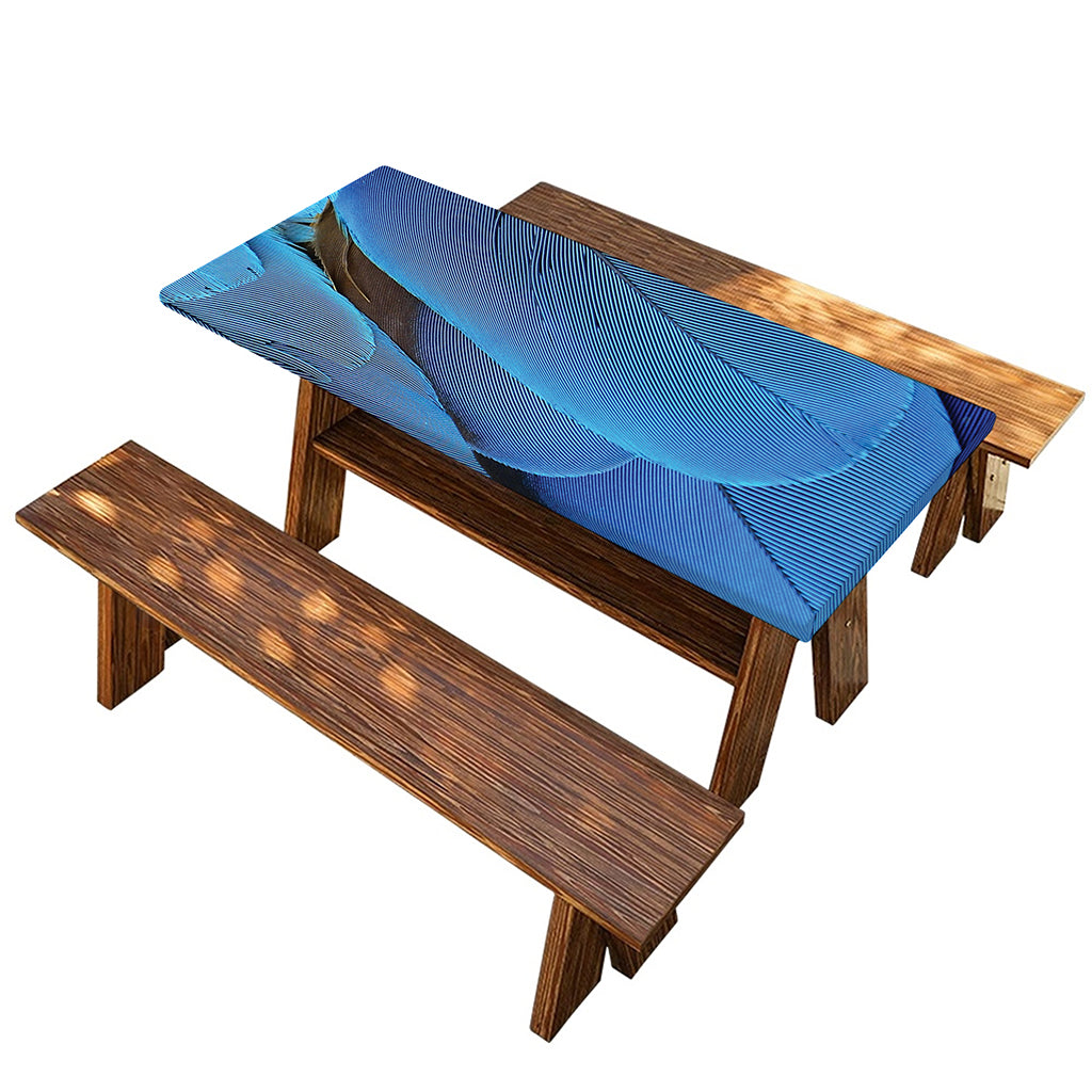 Blue Feather Print Picnic Table Cover