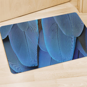 Blue Feather Print Polyester Doormat