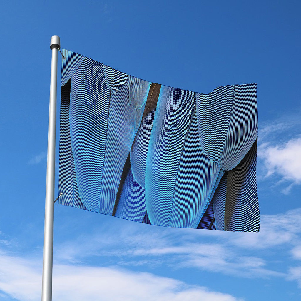 Blue Feather Print Polyester Flag