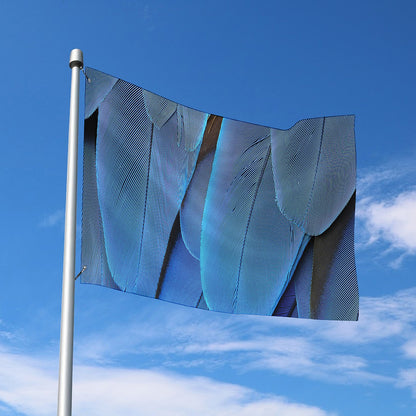 Blue Feather Print Polyester Flag