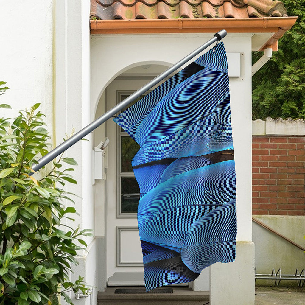Blue Feather Print Polyester Flag