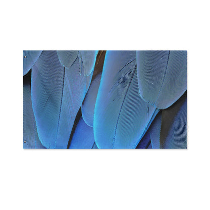 Blue Feather Print Polyester Flag