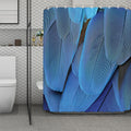 Blue Feather Print Polyester Shower Curtain