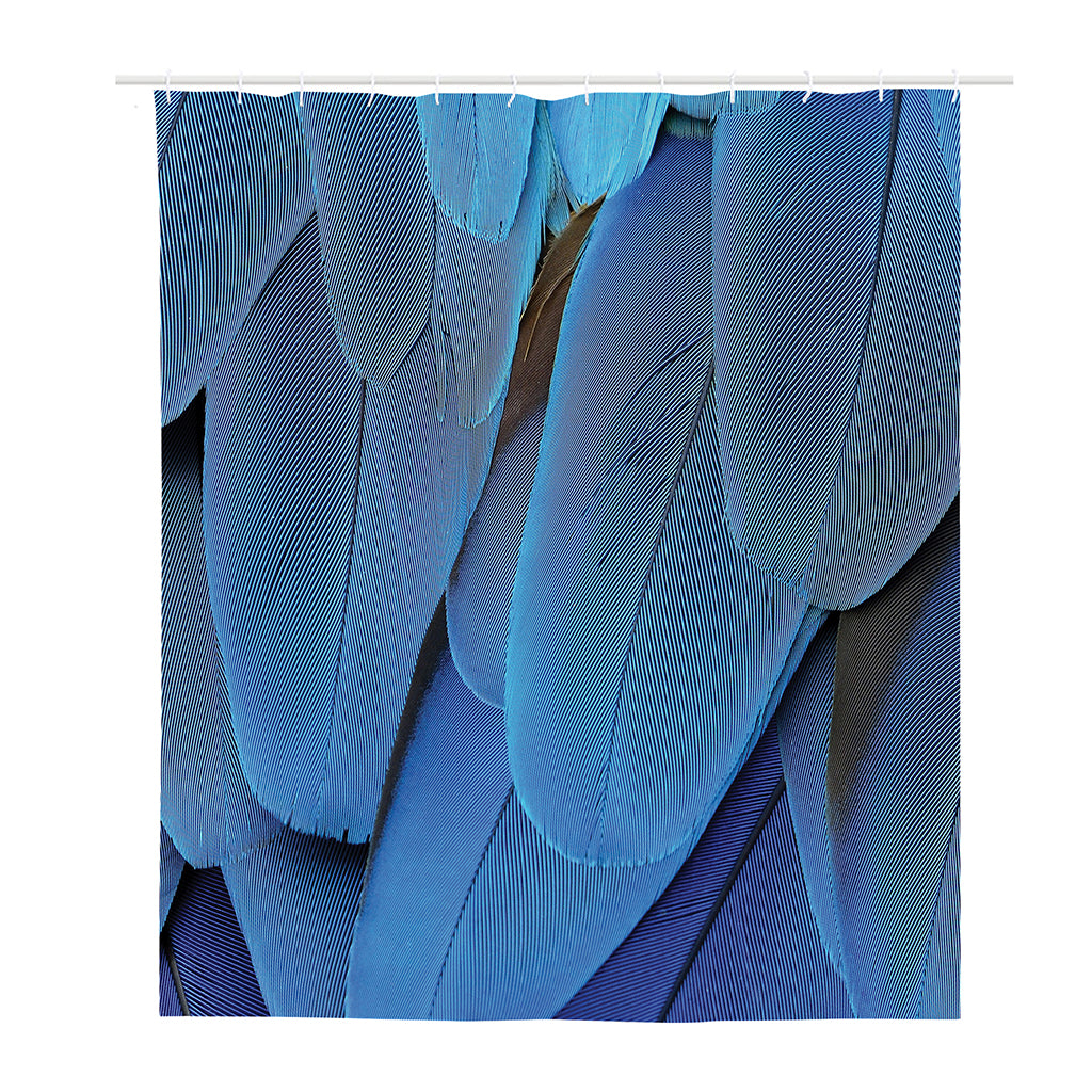 Blue Feather Print Polyester Shower Curtain