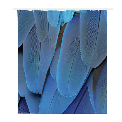 Blue Feather Print Polyester Shower Curtain