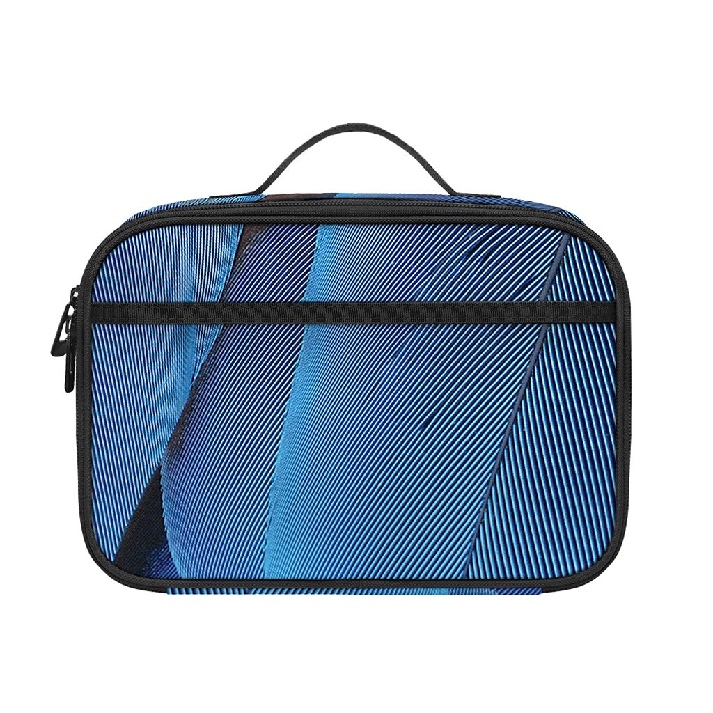 Blue Feather Print Portable Lunch Bag