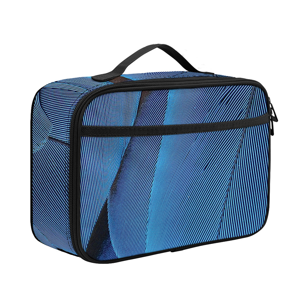Blue Feather Print Portable Lunch Bag