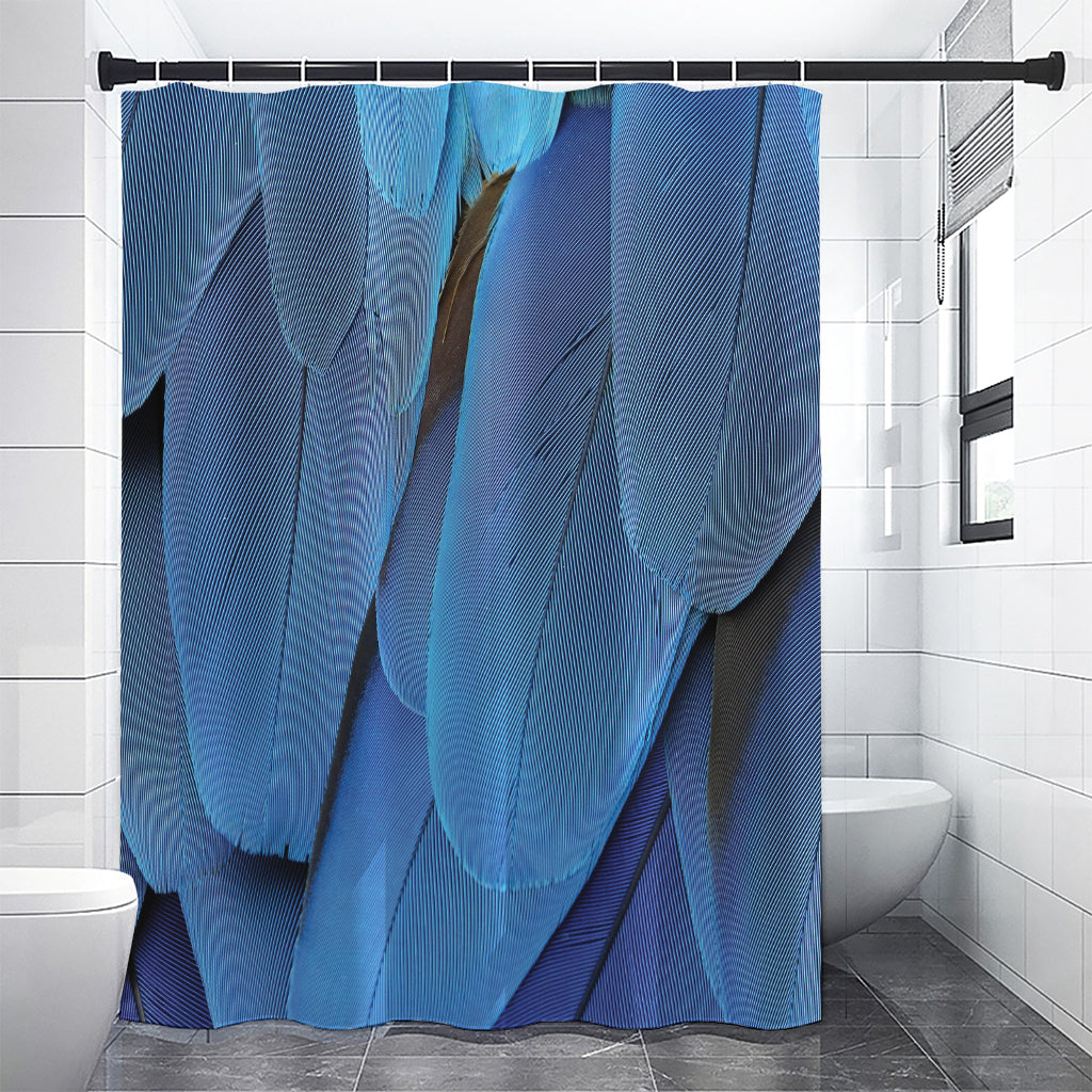 Blue Feather Print Premium Shower Curtain