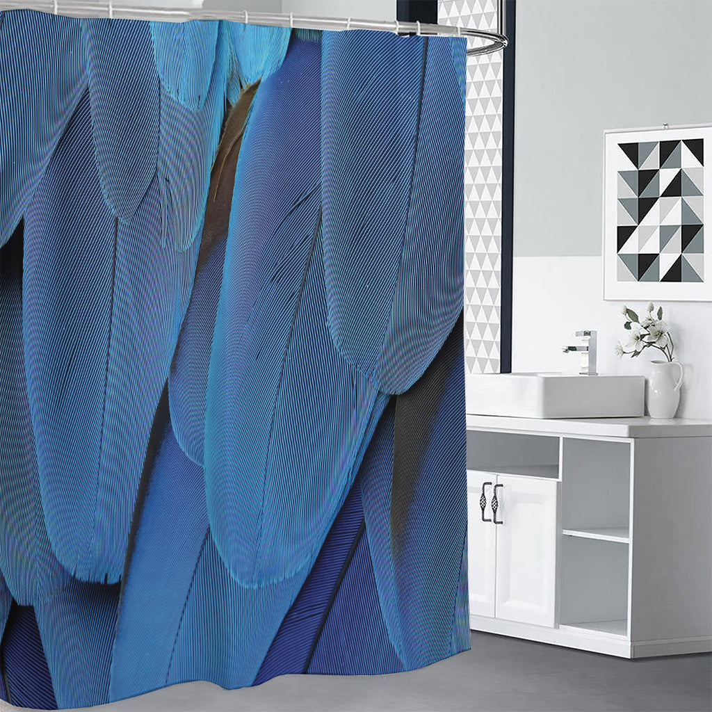 Blue Feather Print Premium Shower Curtain