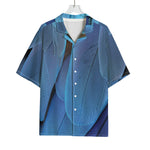 Blue Feather Print Rayon Hawaiian Shirt