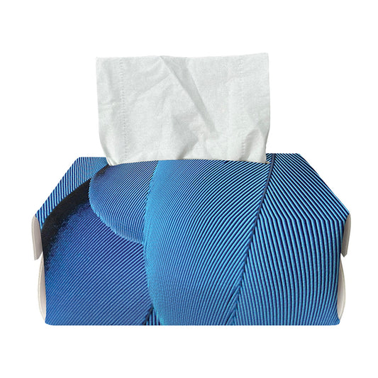 Blue Feather Print Rectangle Tissue Box Cover