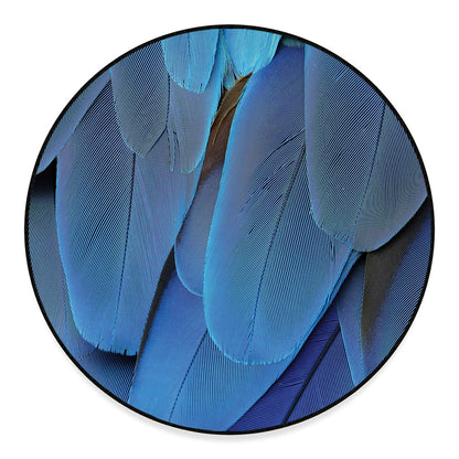 Blue Feather Print Round Floor Mat