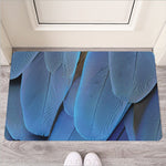 Blue Feather Print Rubber Doormat