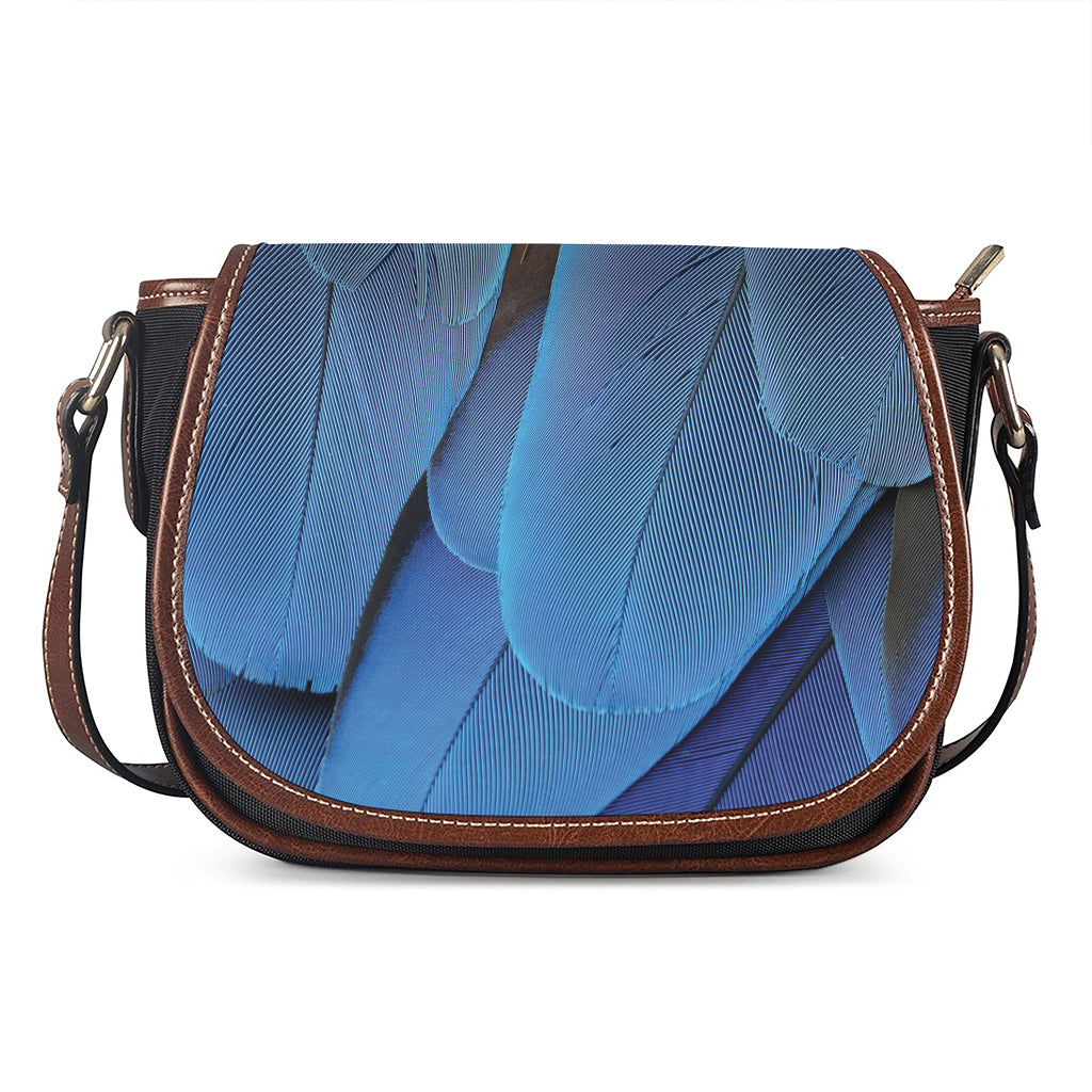 Blue Feather Print Saddle Bag