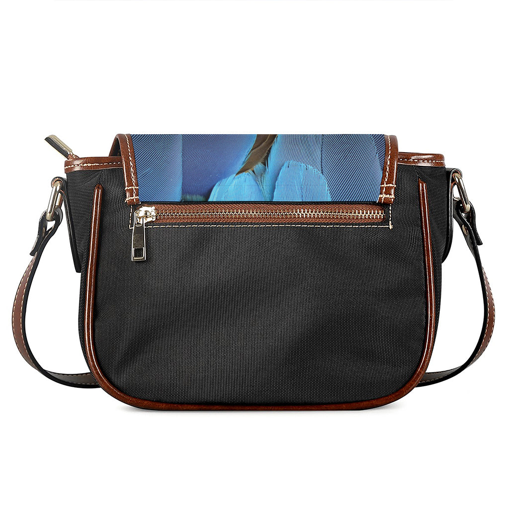 Blue Feather Print Saddle Bag