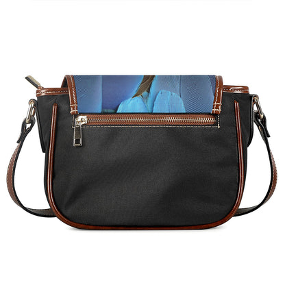 Blue Feather Print Saddle Bag