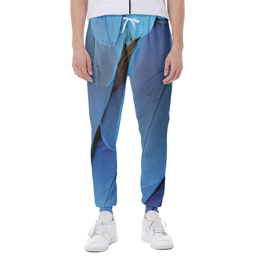 Blue Feather Print Scuba Joggers