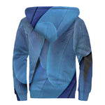 Blue Feather Print Sherpa Lined Zip Up Hoodie