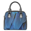 Blue Feather Print Shoulder Handbag