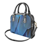 Blue Feather Print Shoulder Handbag