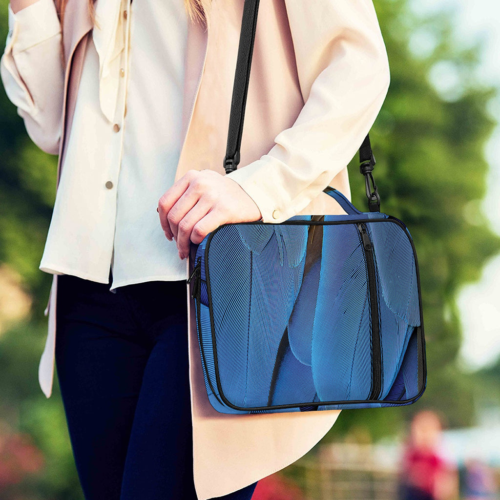 Blue Feather Print Shoulder Strap Bible Bag