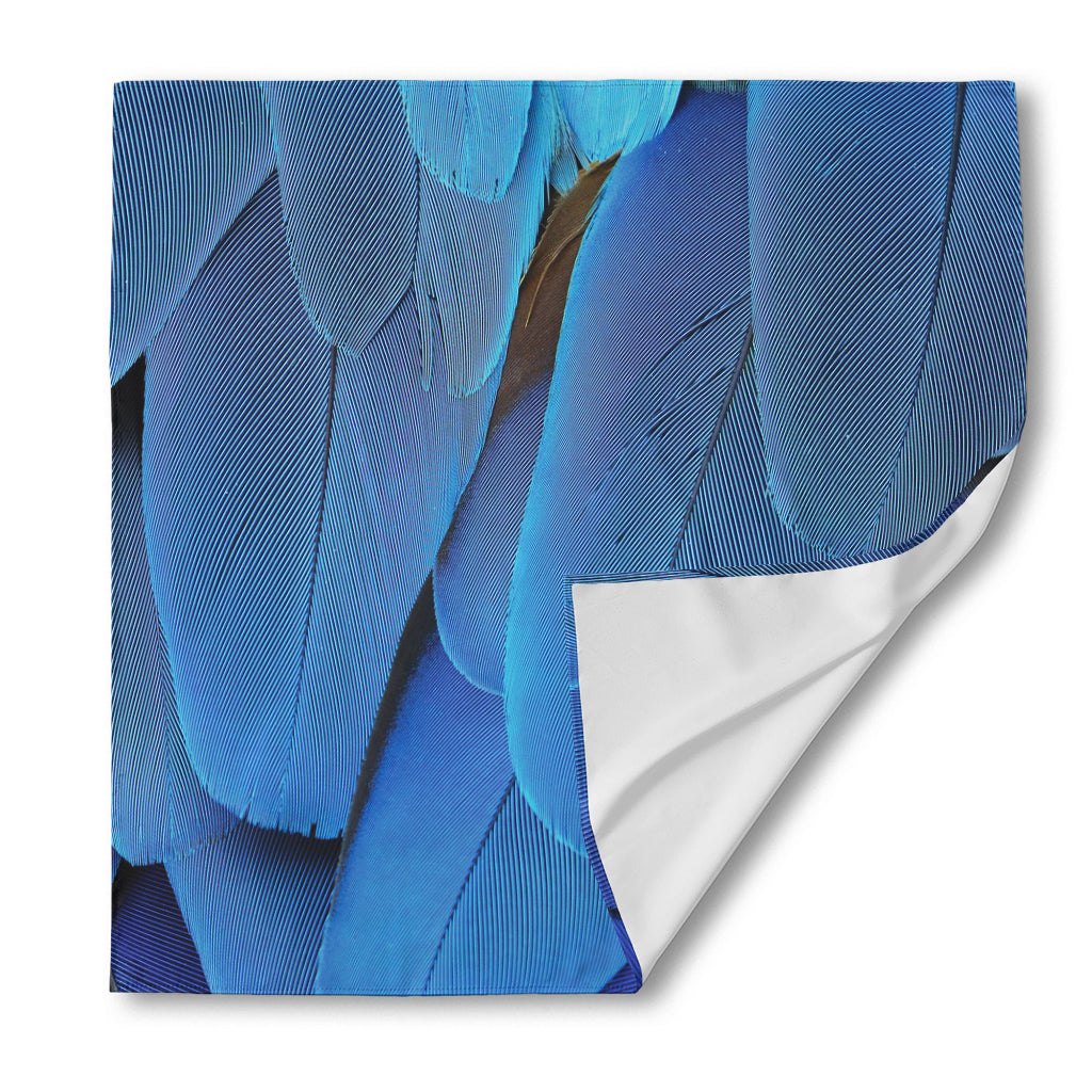 Blue Feather Print Silk Bandana