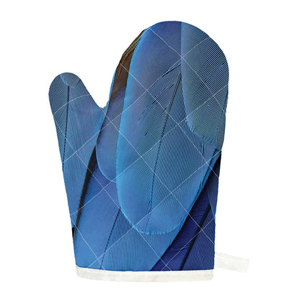 Blue Feather Print Single Oven Mitt