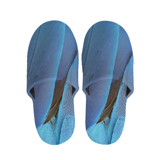 Blue Feather Print Slippers