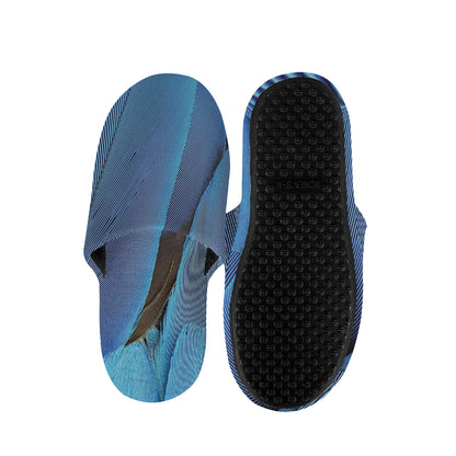 Blue Feather Print Slippers