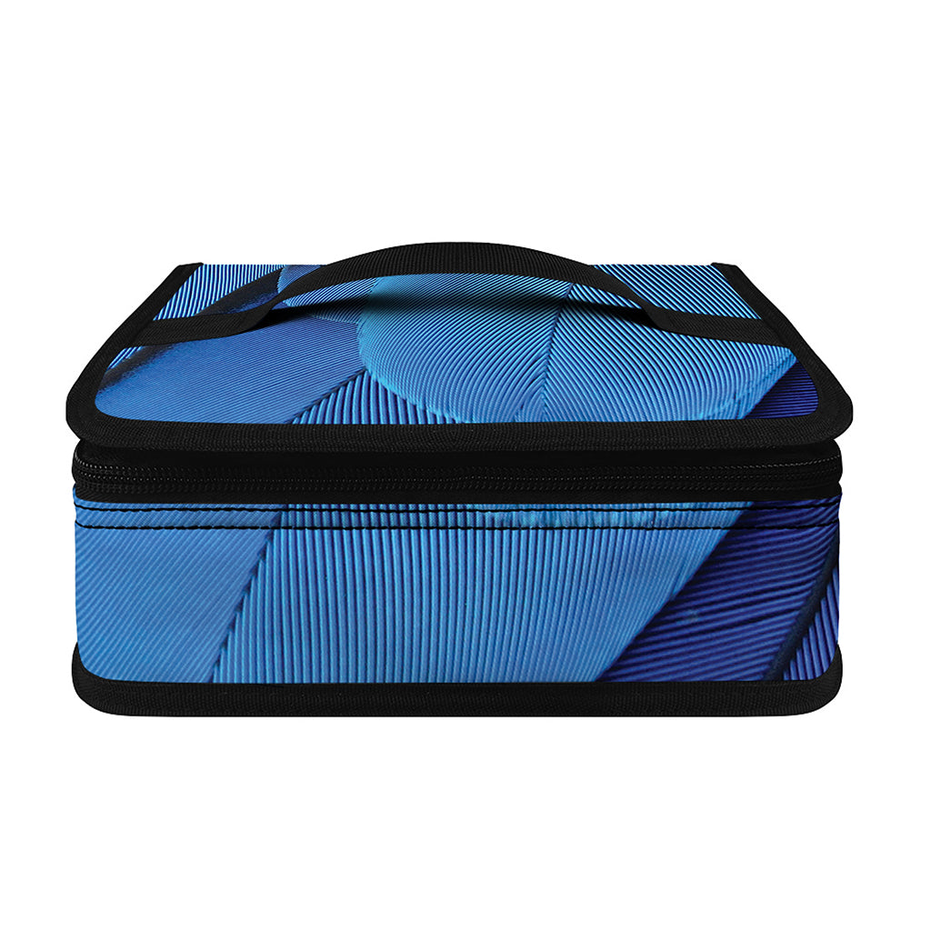 Blue Feather Print Small Lunch Bag