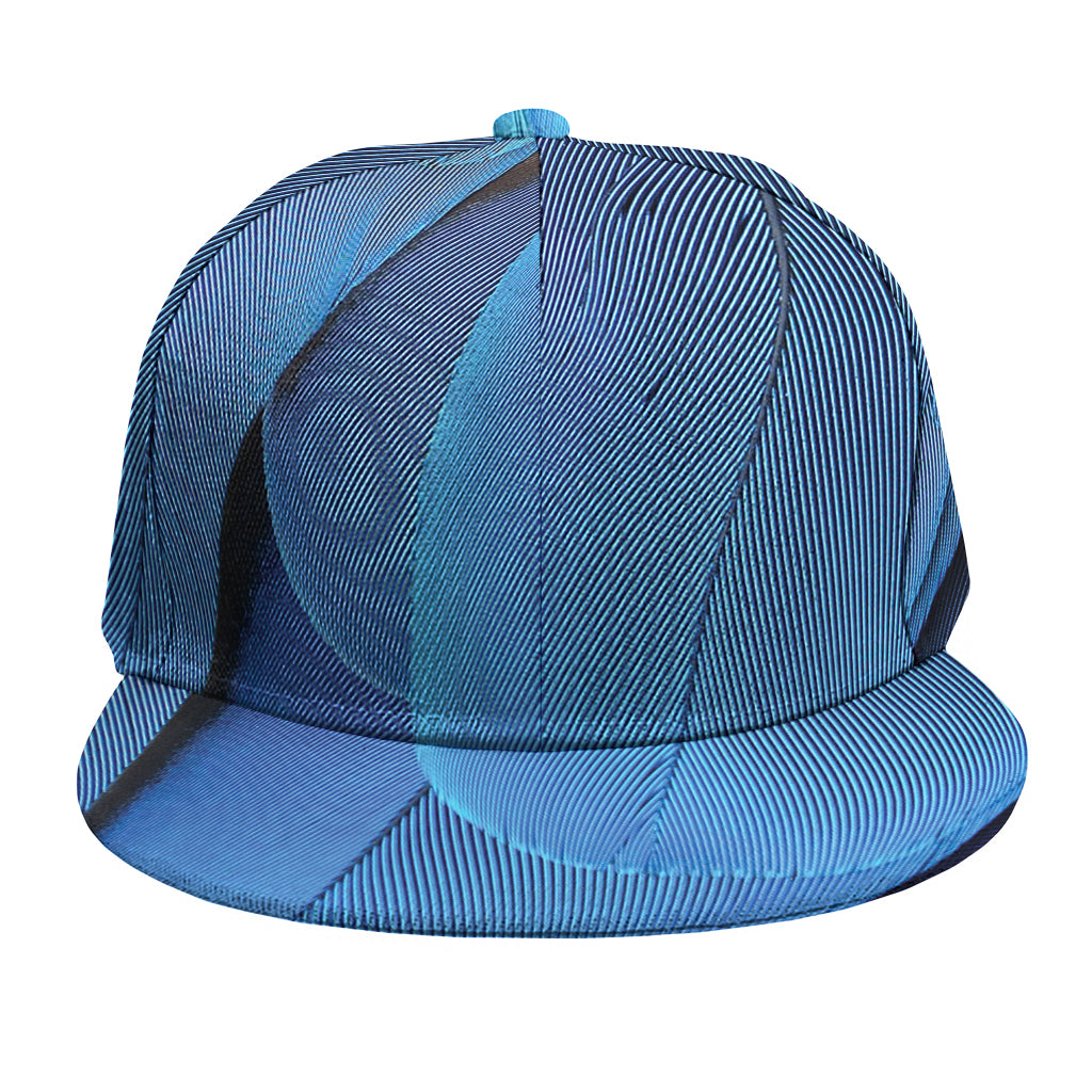 Blue Feather Print Snapback Cap