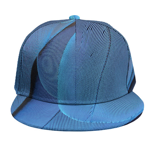 Blue Feather Print Snapback Cap
