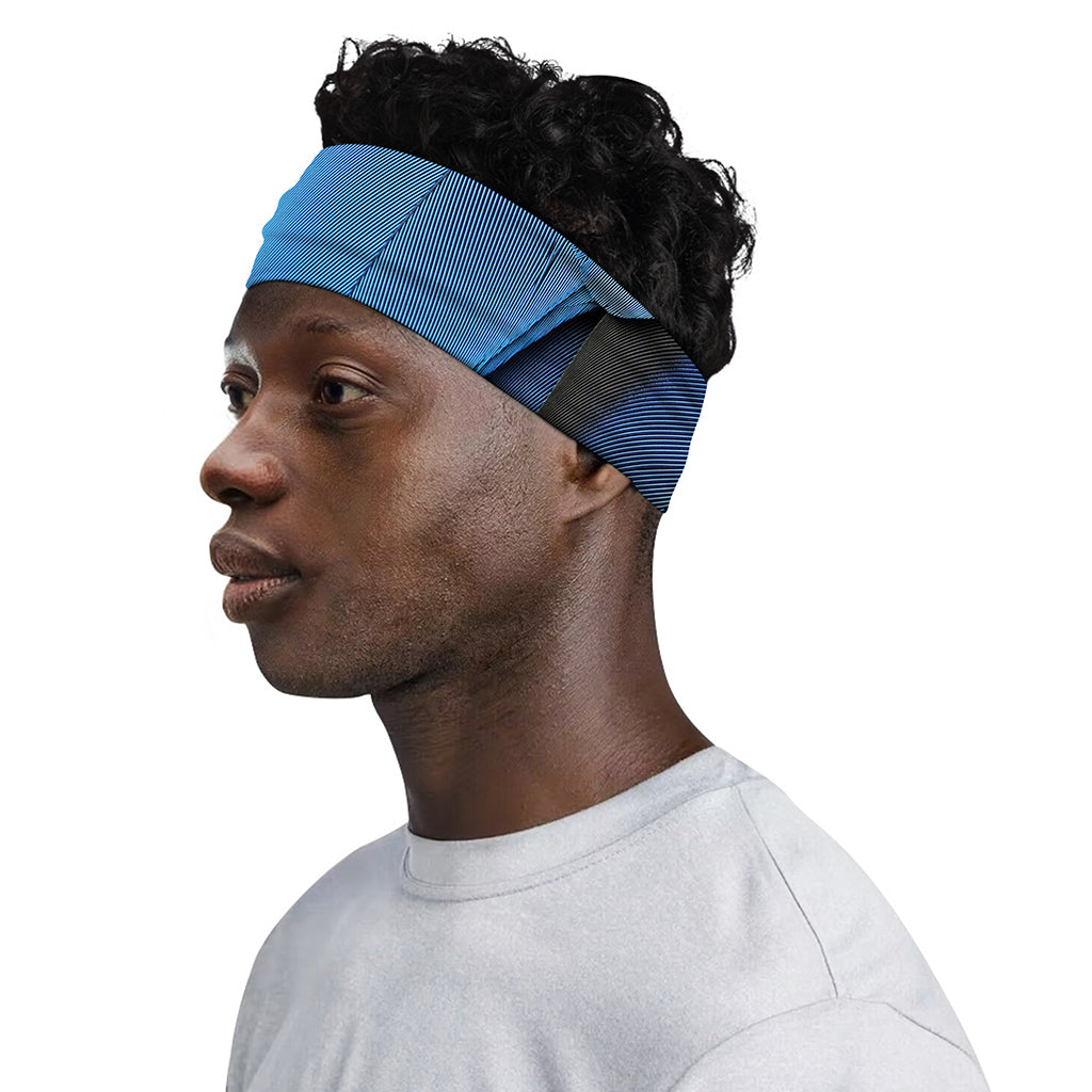 Blue Feather Print Sports Headband