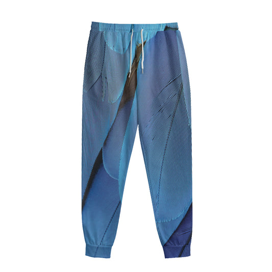 Blue Feather Print Sweatpants