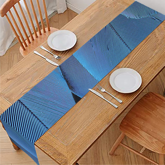 Blue Feather Print Table Runner