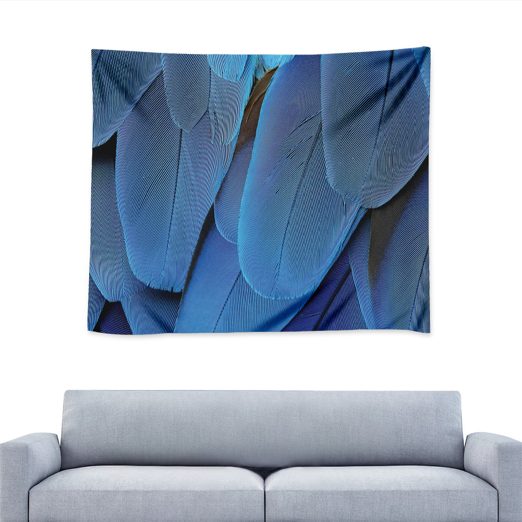 Blue Feather Print Tapestry