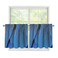 Blue Feather Print Tier Curtains