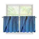 Blue Feather Print Tier Curtains