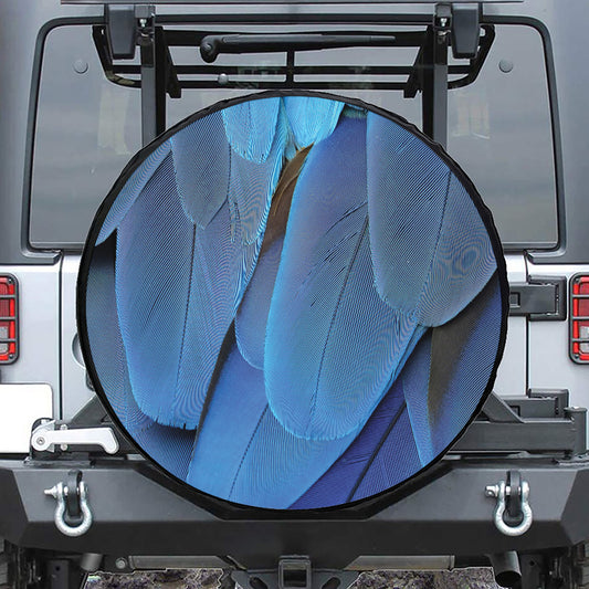Blue Feather Print Tire Cover