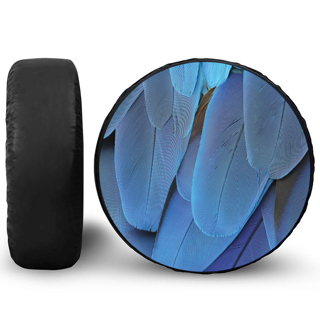 Blue Feather Print Tire Cover