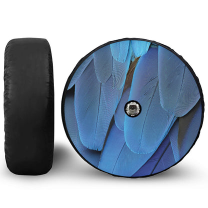 Blue Feather Print Tire Cover With Camera Hole