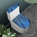 Blue Feather Print Toilet Lid And Tank Cover Set