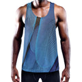 Blue Feather Print Men's Workout Tank Top