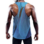 Blue Feather Print Training Tank Top
