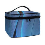 Blue Feather Print Travel Makeup Bag