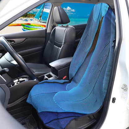 Blue Feather Print Waterproof Car Seat Cover